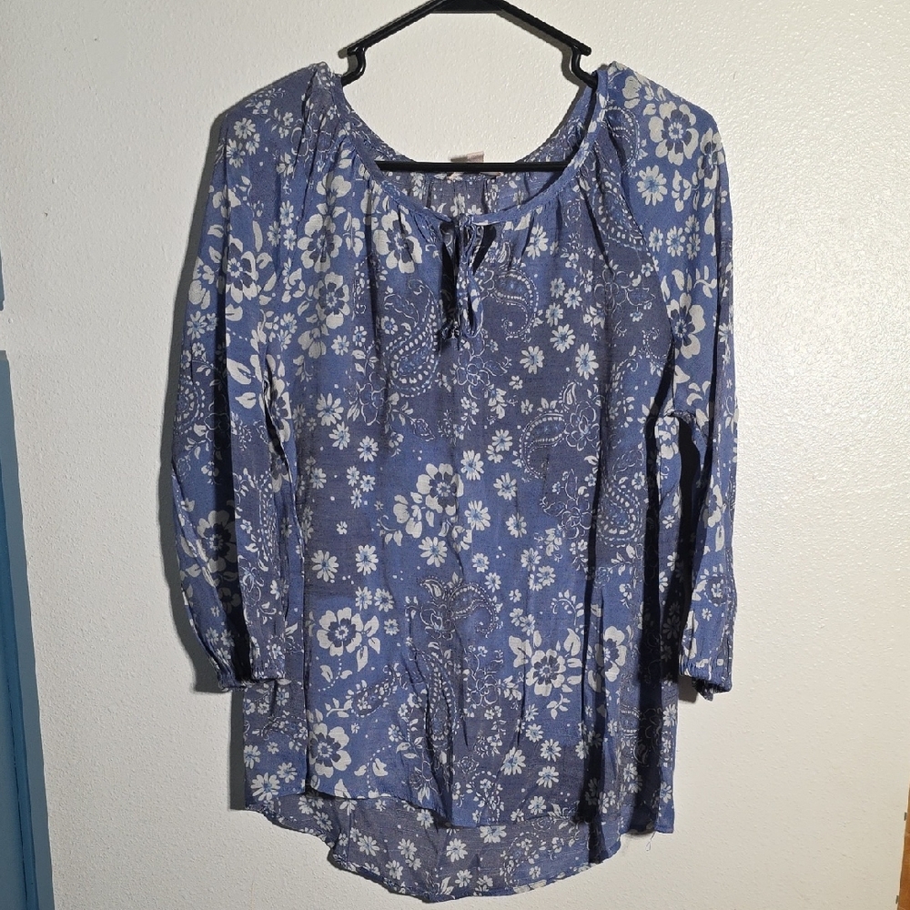 Como Vintage Navy Floral Blouse
